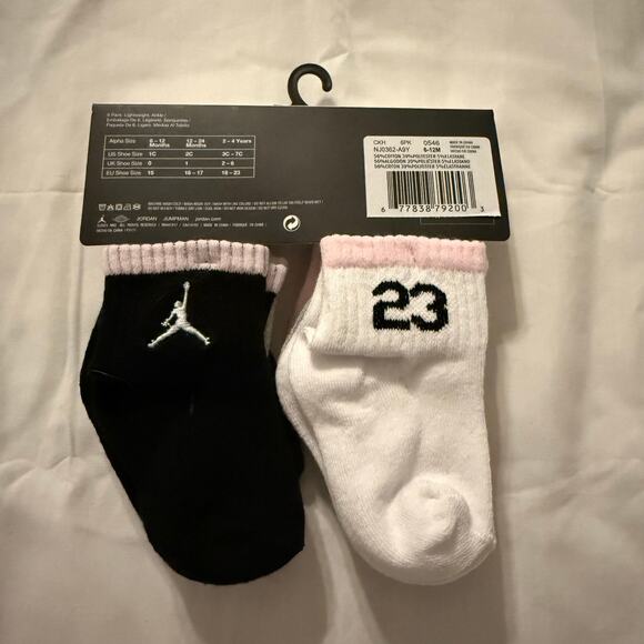 NIKE JORDAN Girls Socks Baby Newborn Ankle Lightweight 6 Pair Size 6-12 Months - Picture 4 of 6